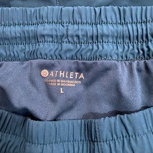 Athleta running shorts, 4 inch, teal size L.